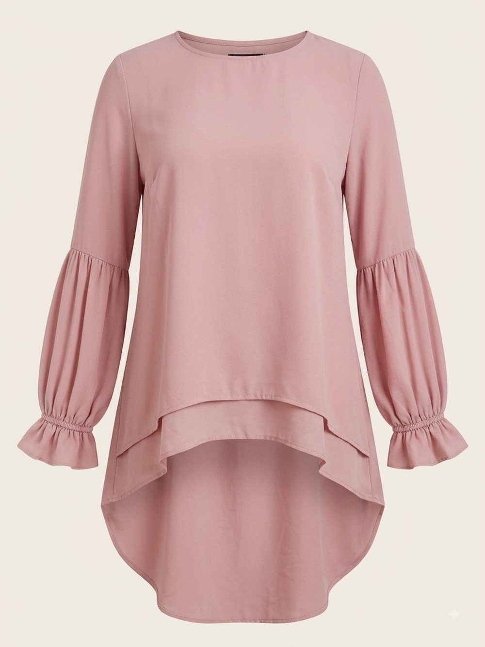 Oh Dusty Rose High-Low Ruffle Sleeve Tunic